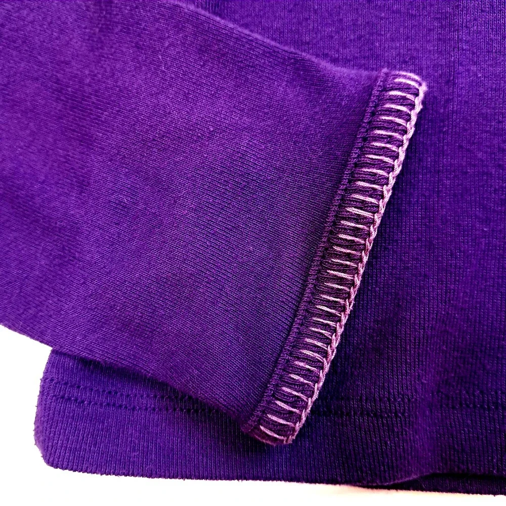 Vtg Jordache Girls 10-12  Shirt Long‎ Sleeve Purple Embroidered Flower Preppy